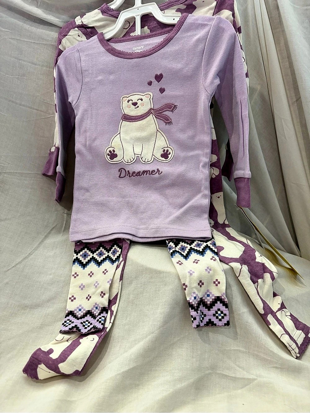 Carter's 4-Piece Bear Pajama Set Purple Baby 18M NWT